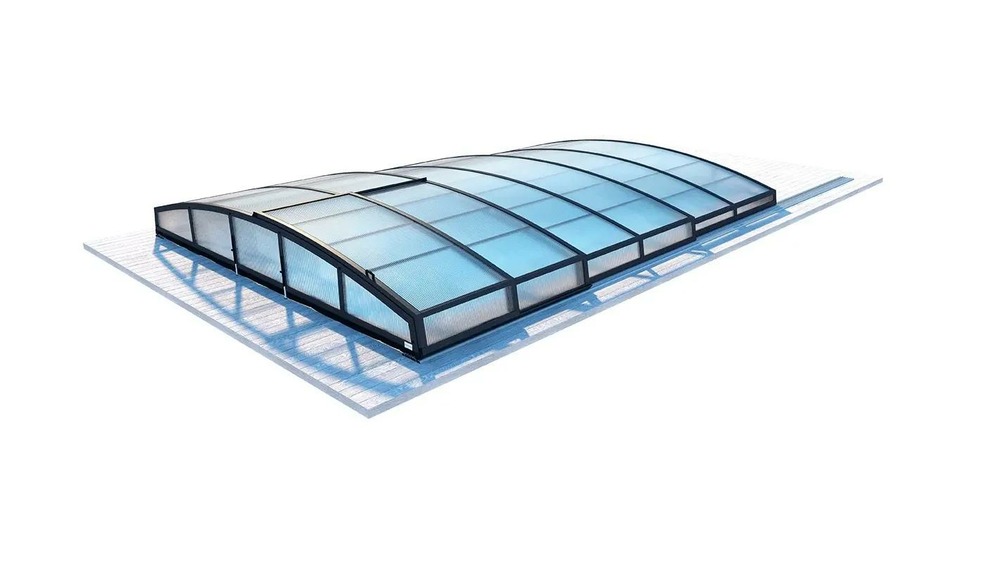 Abri de piscine skyline - 6,47x3,50 m - polycarbonate alvéolaire 8 mm - couleur ral7016 graphite - eco301 - altanka