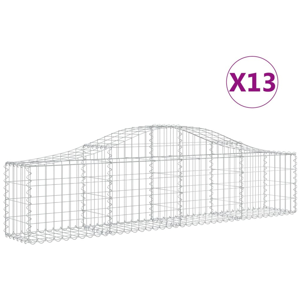 Paniers à gabions arqués 13 pcs 200x30x40/60 cm fer galvanisé