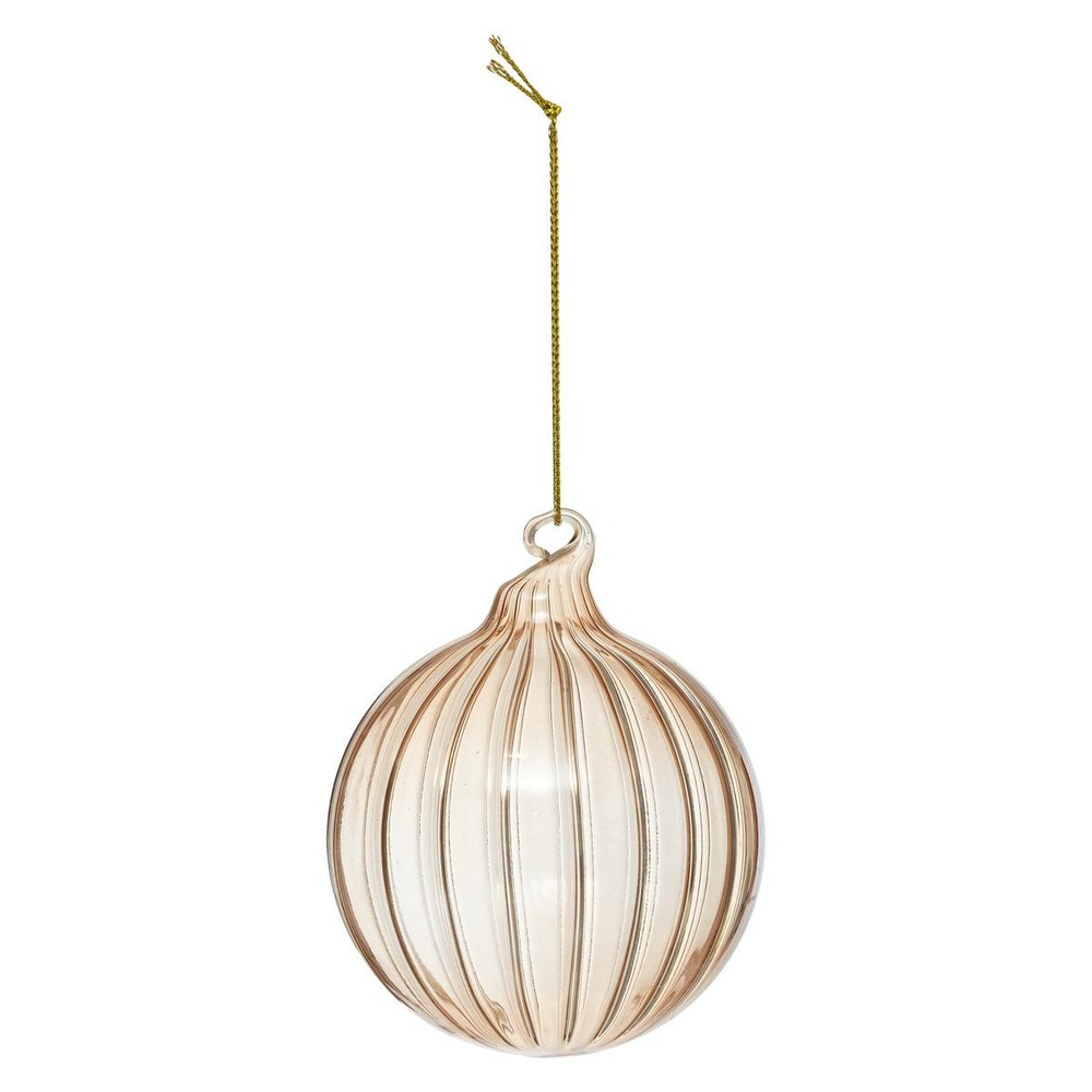 Boule de noël en verre 80mm strie marron