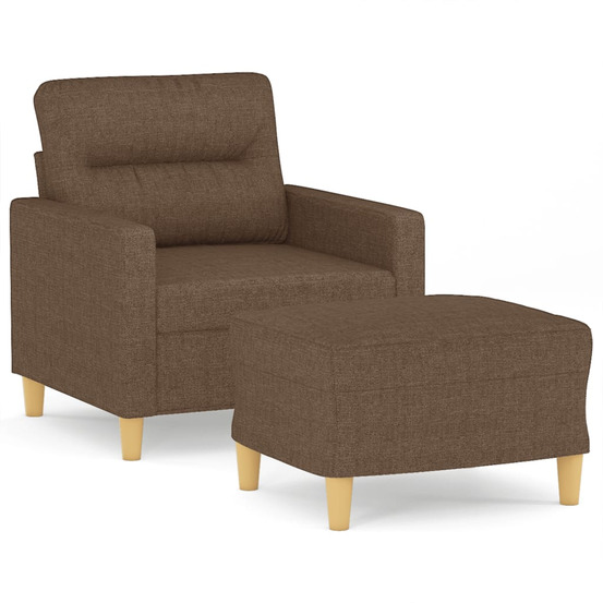 Fauteuil avec repose-pied marron 60 cm tissu