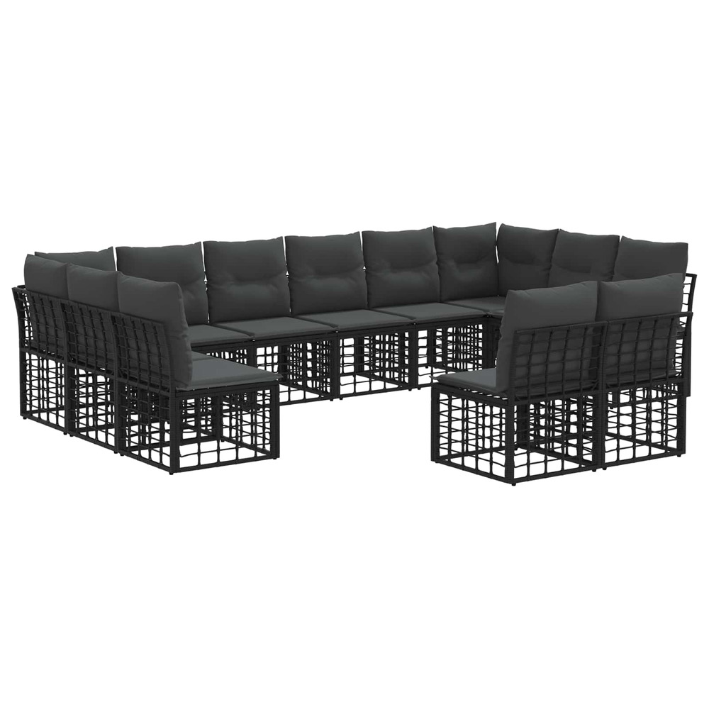 Ensemble de canapés d'extérieur noir et gris foncé polyester