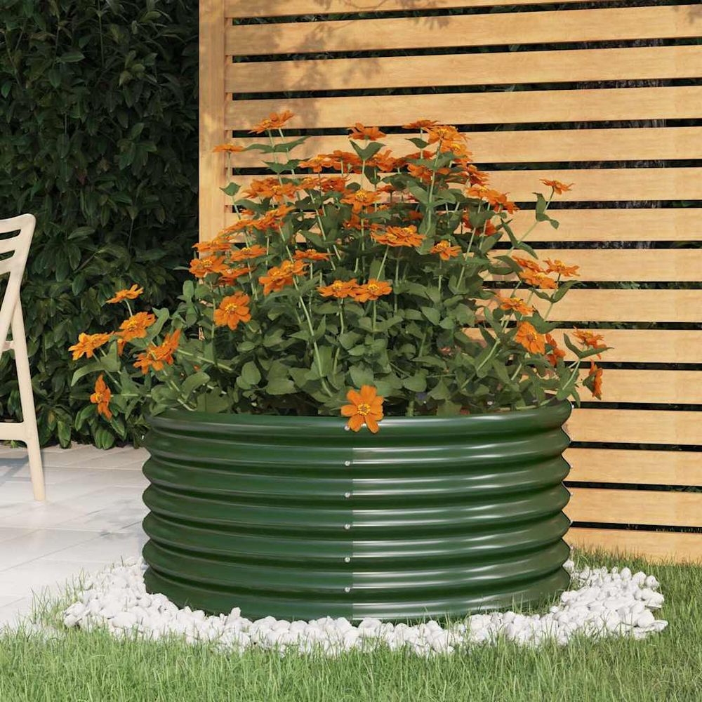 Grande jardinière ronde en acier galvanisé potager surélevé vert 80x36 cm