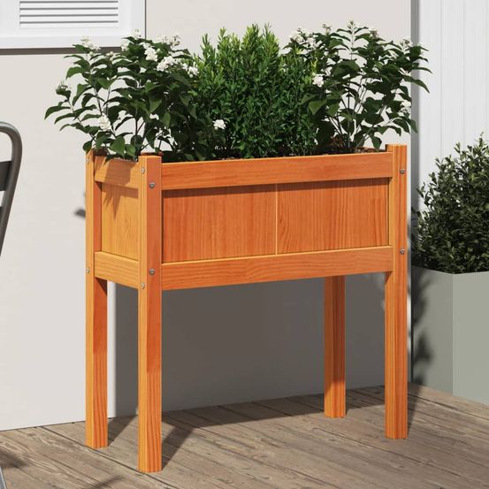 Jardinière haute en bois de pin 70x31x70 cm pour potager jardin balcon marron