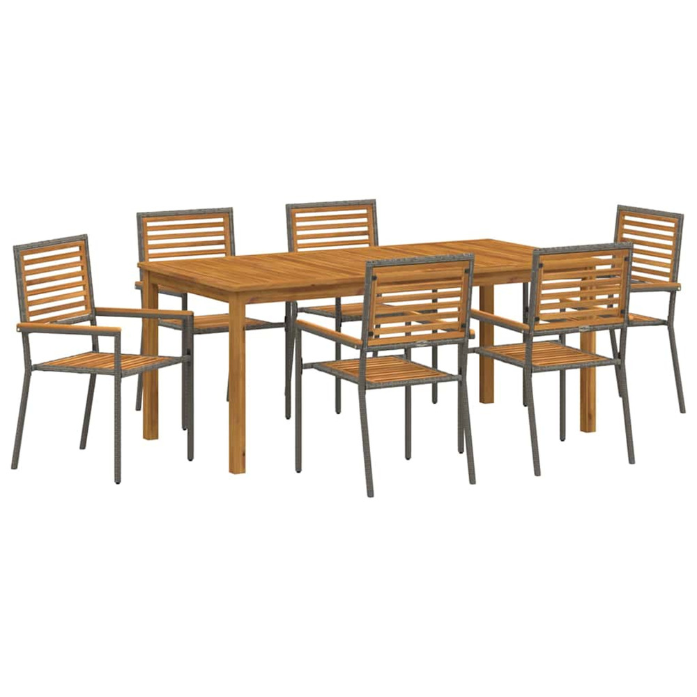 Ensemble de salle à manger pour jardin 7 pcs gris