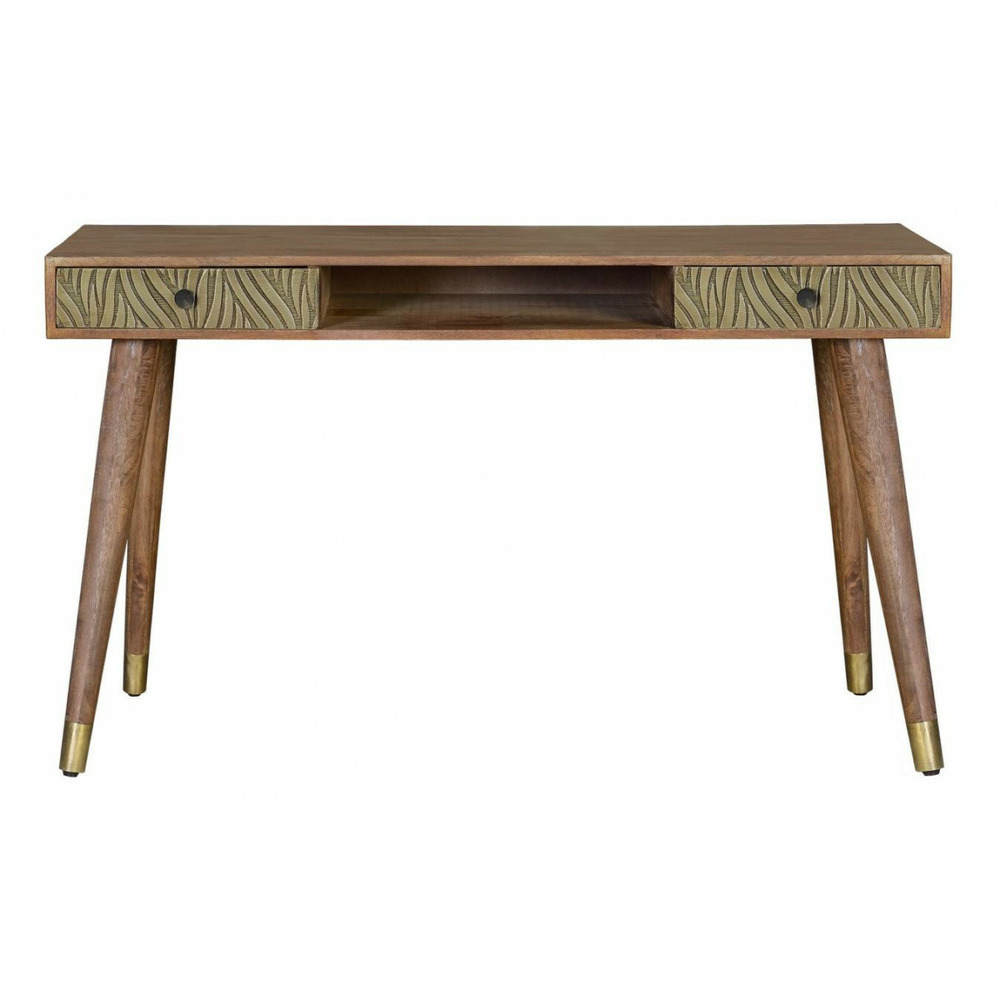 Console 2 tiroirs bronze bois-bronze marron - valéna décoration d'autrefois