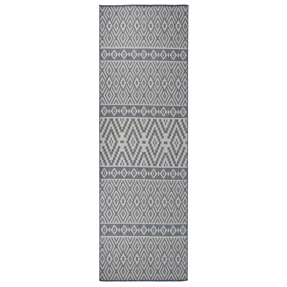 Tapis à tissage plat d'extérieur 80x250 cm rayures bleues