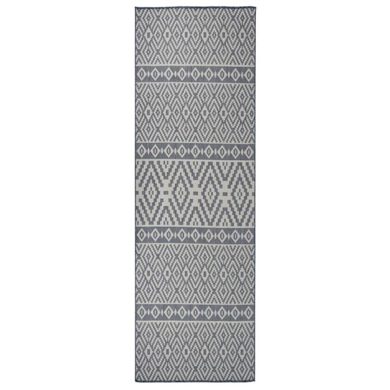 Tapis à tissage plat d'extérieur 80x250 cm rayures bleues
