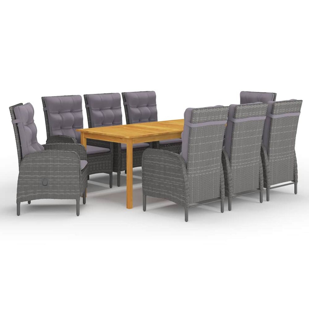 Ensemble à manger de jardin 9 pcs gris