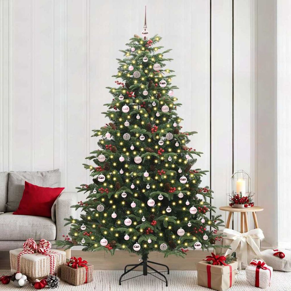 Sapin de noël lumineux 2.4m, kit complet avec décorations et 8 modes d'éclairage led, vert réaliste