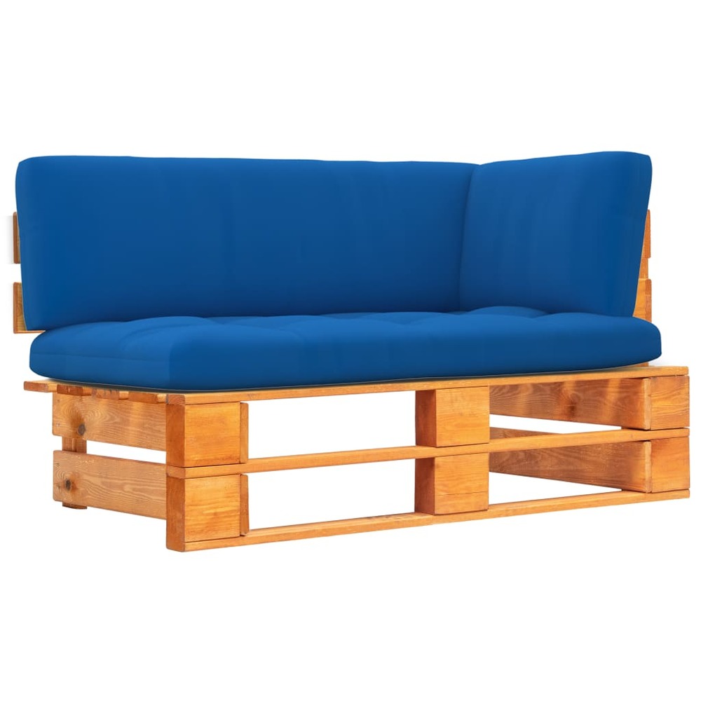 Canapé d'angle palette de jardin marron miel bois pin imprégné