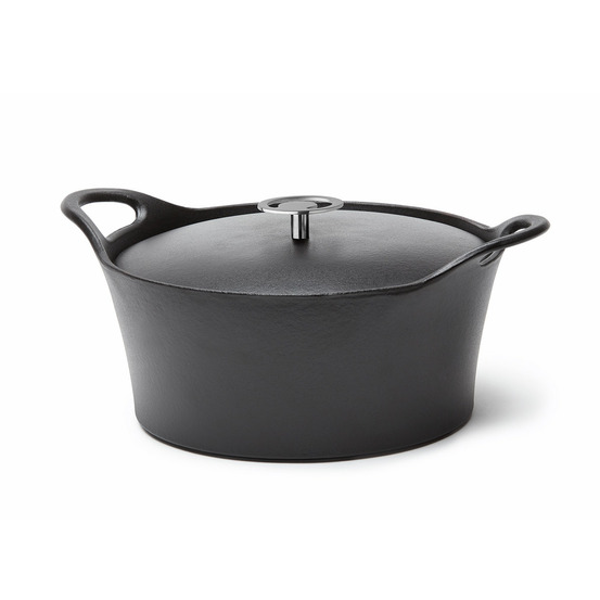 Volcan - cocotte ronde 20cm fonte de fer émaillée noire avec couvercle