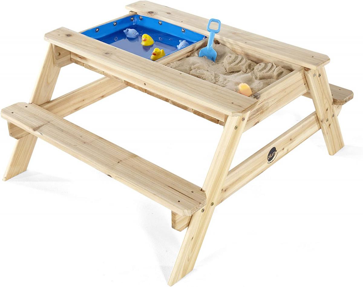 Table de pique-nique - avec bacs à sable bleu - en bois