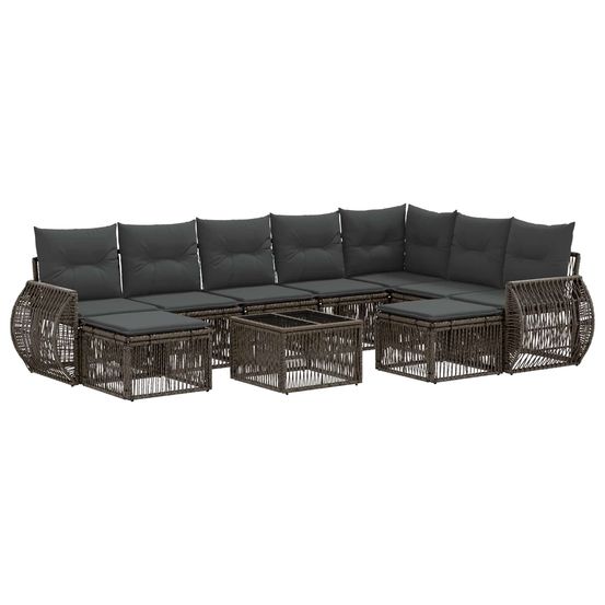 Ensemble de canapé de jardin 10 pc gris polyrotin