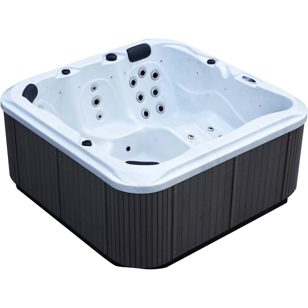 Spa rigide gris et blanc marbré jets et leds florida (6 places dont 1 allongée)