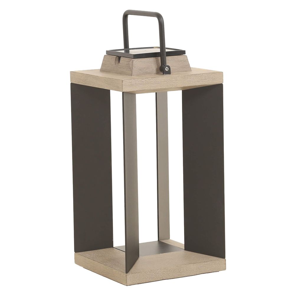 Lanterne solaire extérieure teckalu en aluminium noir et duratek - 45 cm