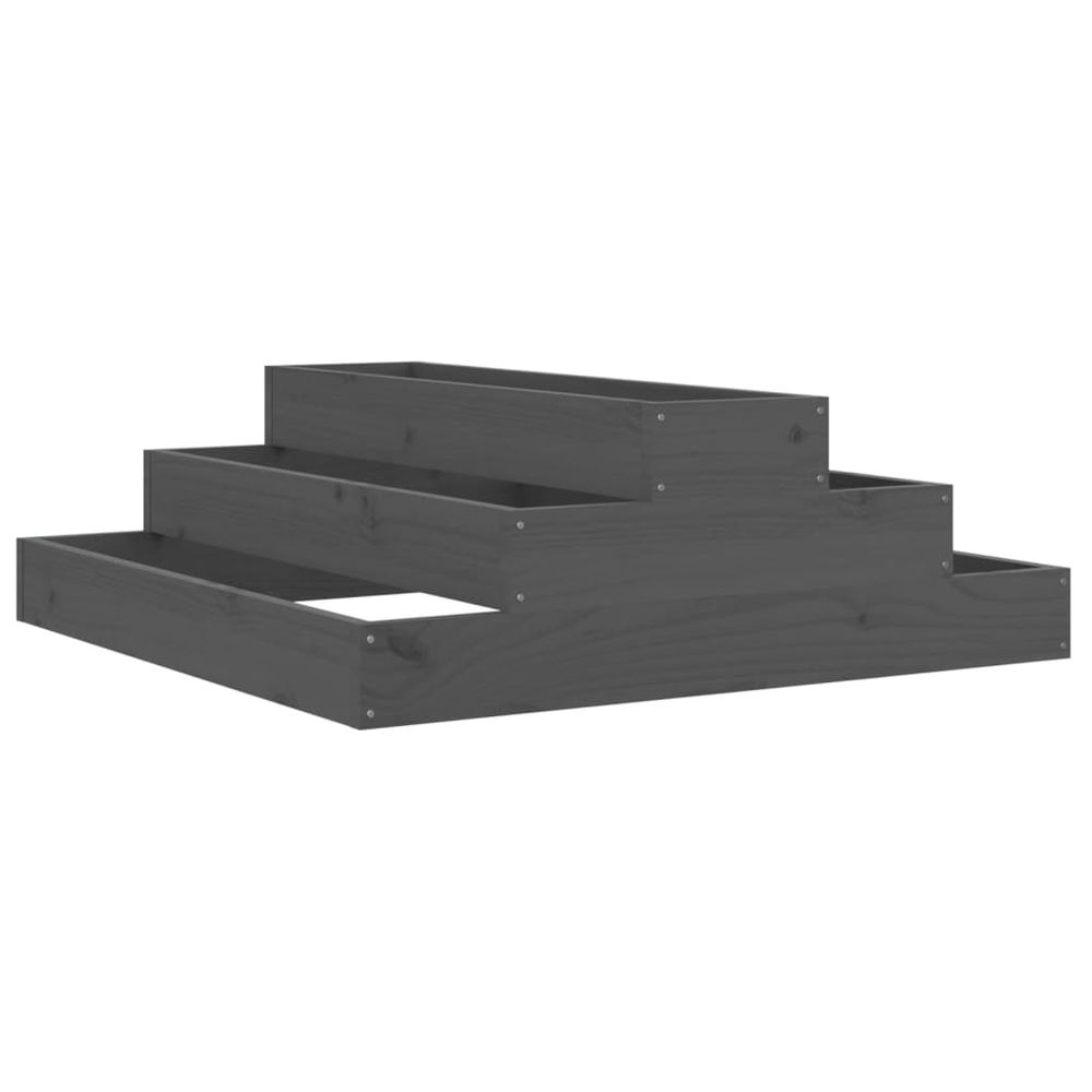 Jardinière gris 80x80x27 cm bois massif de pin