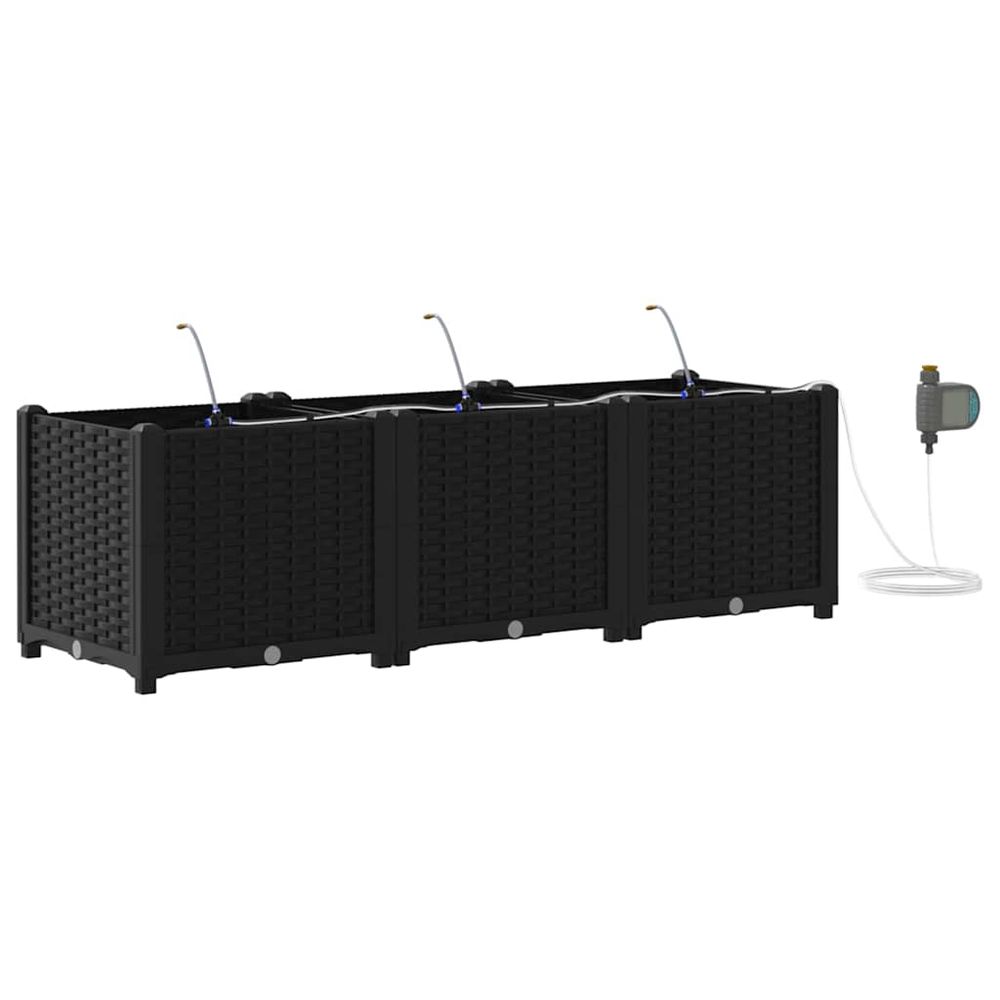 Cache-pot de jardin 3 pc noir 120 x 40 x 37,5 cm pp