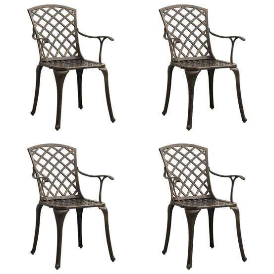 Chaises de jardin lot de 4 aluminium coulé bronze