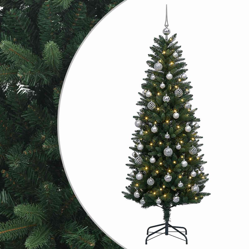 Arbre de noël artificiel avec boule 150 cm 150 led blanc chaud