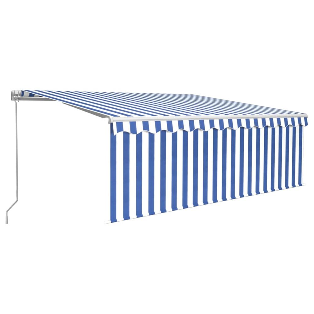 Auvent manuel rétractable avec store 4x3 m bleu et blanc