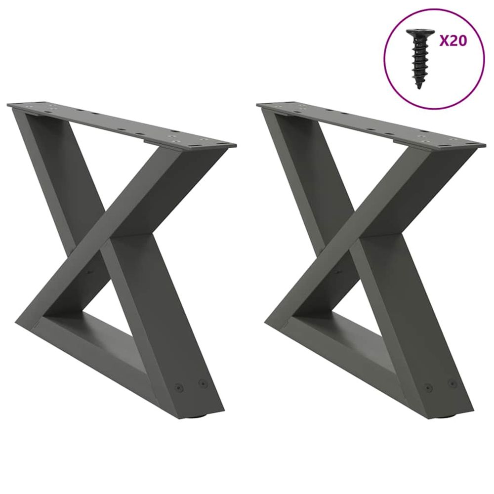 Pieds de table basse 2 pièces anthracite 50 x (30-31,3) cm acier