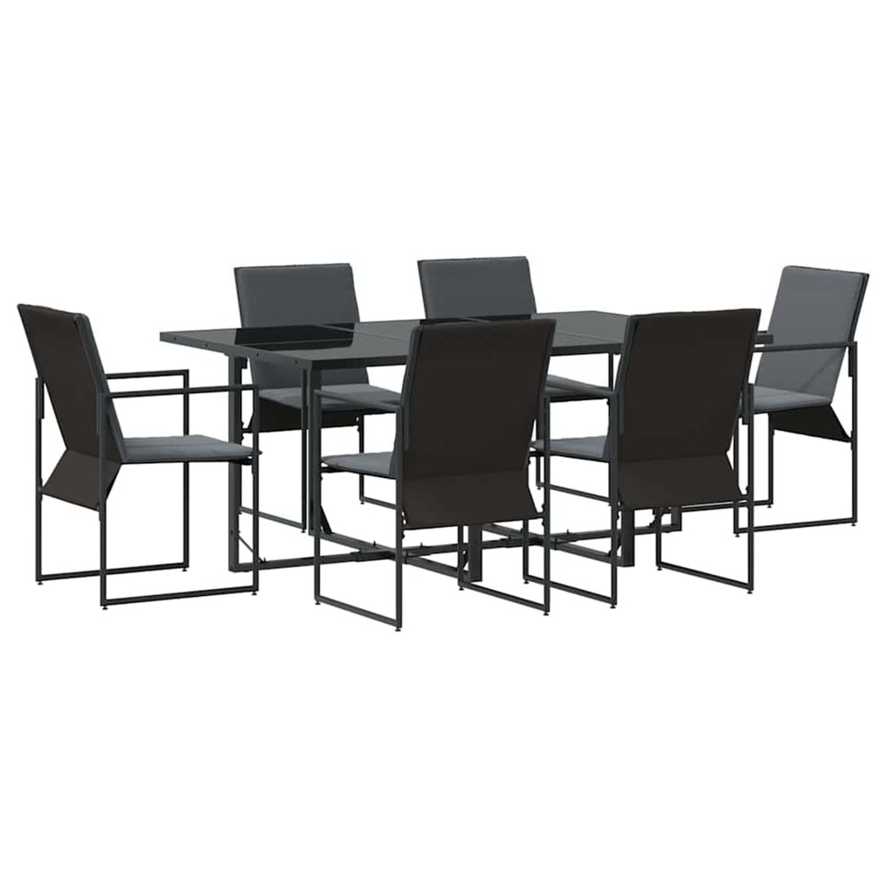 Ensemble de salle à manger pour jardin 7 pcs noir acier