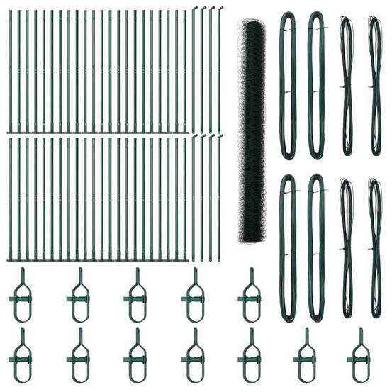 Clôture avec poteaux vert 1.4 x 100 m acier recouvert de pvc