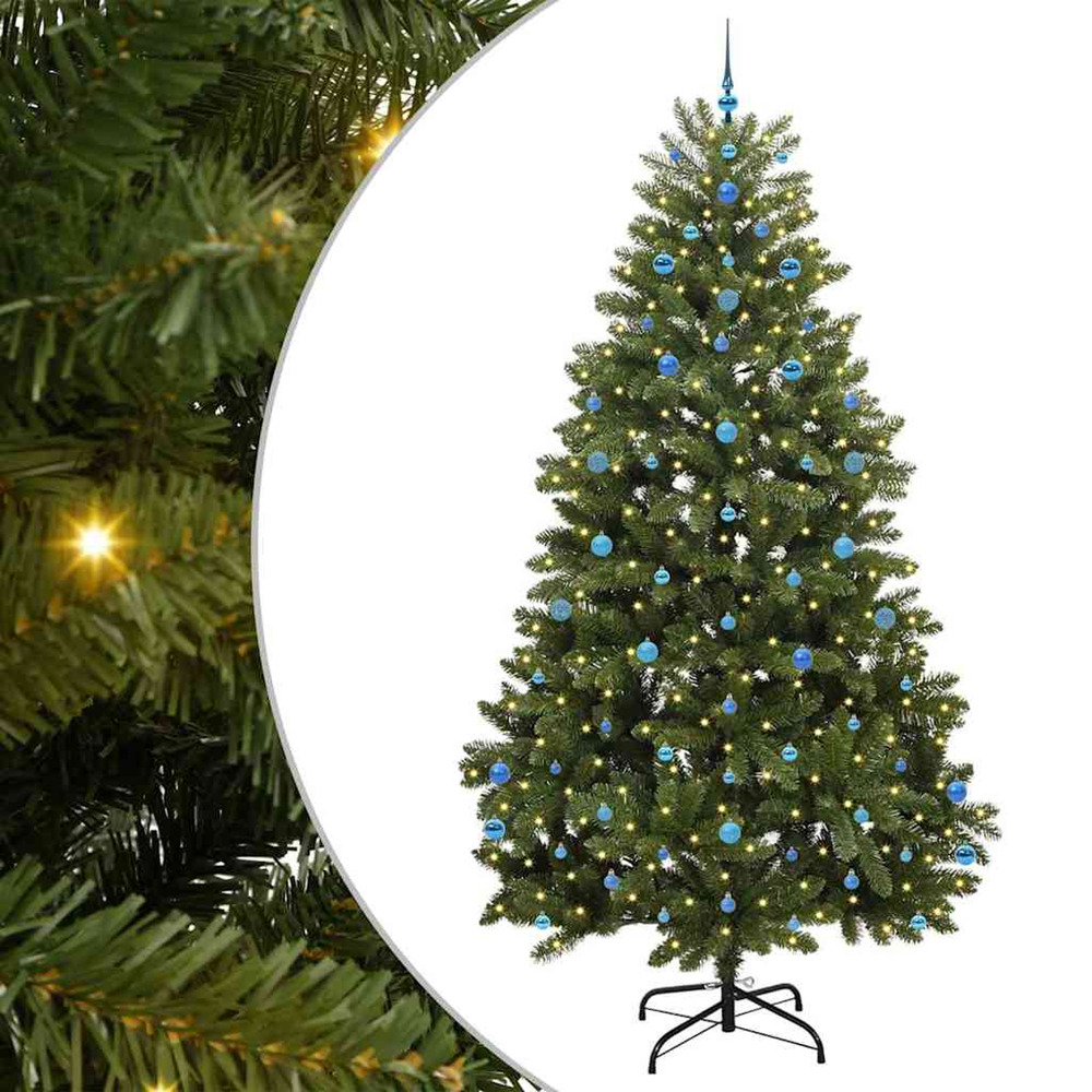 Sapin de noël artificiel avec 300 led vert 270 cm pvc et métal