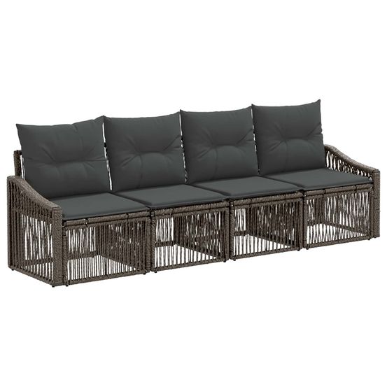 Ensemble de canapé de jardin 4 pc gris polyrotin