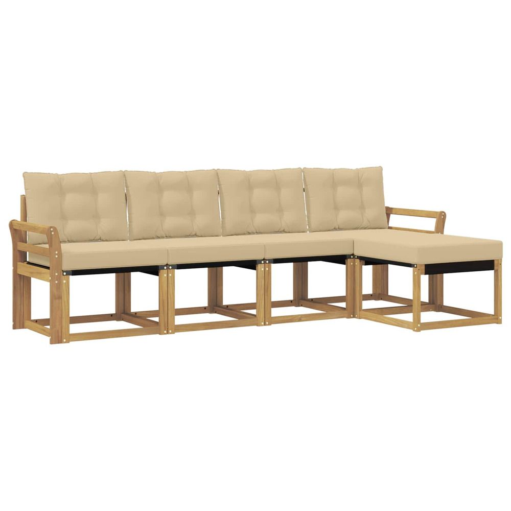 Ensemble de canapés d'extérieur 5 pc blanc et beige