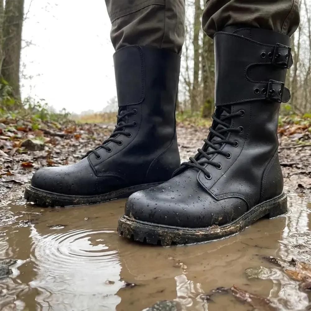 Rangers militaires cuir noir - semelle goodyear® - homme - dca france
