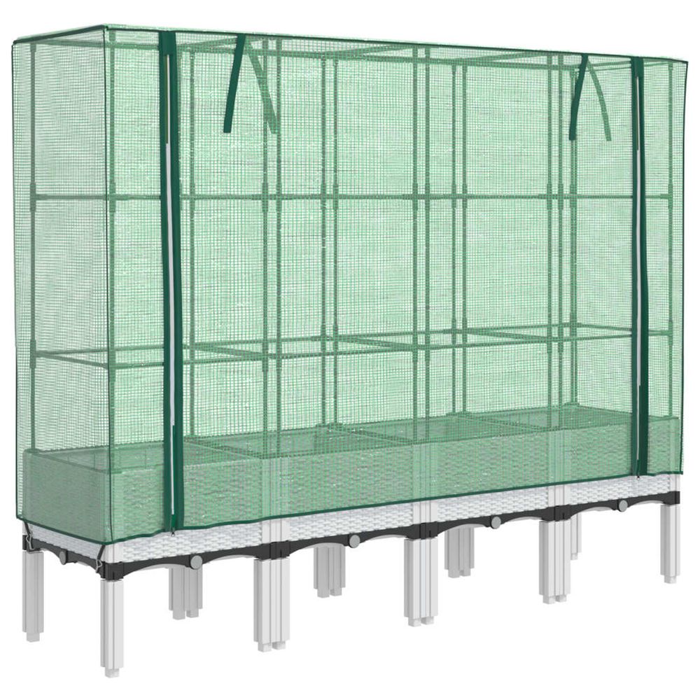 Jardinière d'extérieur surélevée avec housse aspect rotin 160x40x140 cm