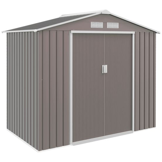 Abri de jardin métal 213 x 130 x 185 cm gris rangement extérieur avec portes coulissantes - comfortxl outdoor living