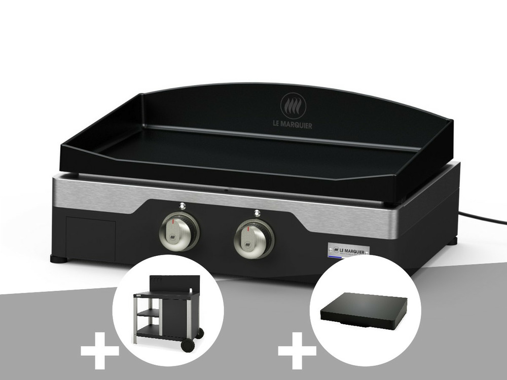 Plancha électrique allure 260 duo 60 x 40 cm + desserte + couvercle