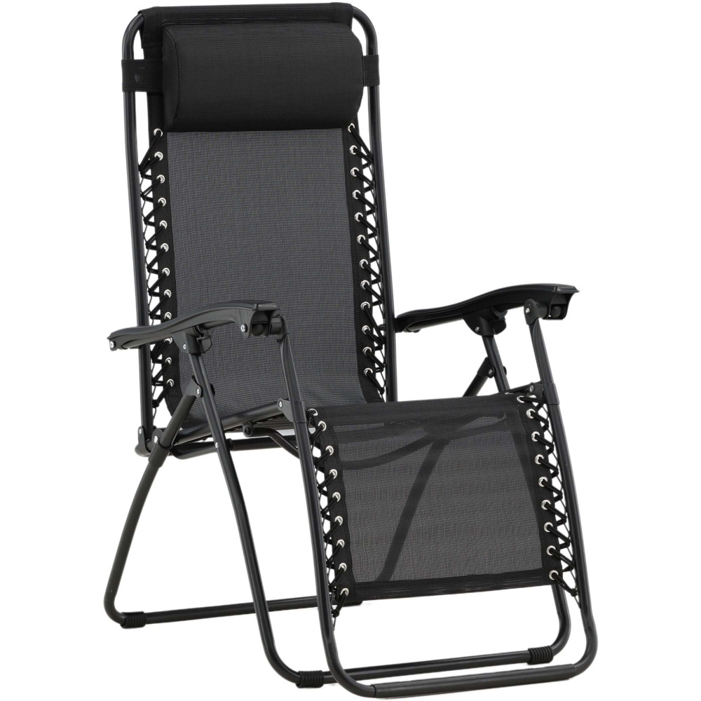 Fauteuil relax de jardin pliant en aluminium noir