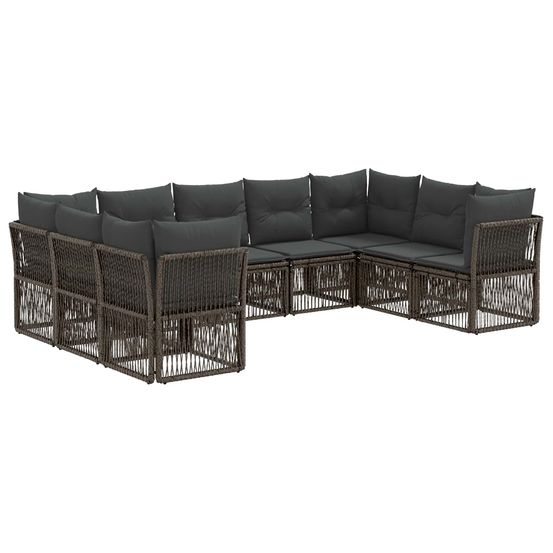 Ensemble de canapé de jardin 9 pc gris polyrotin