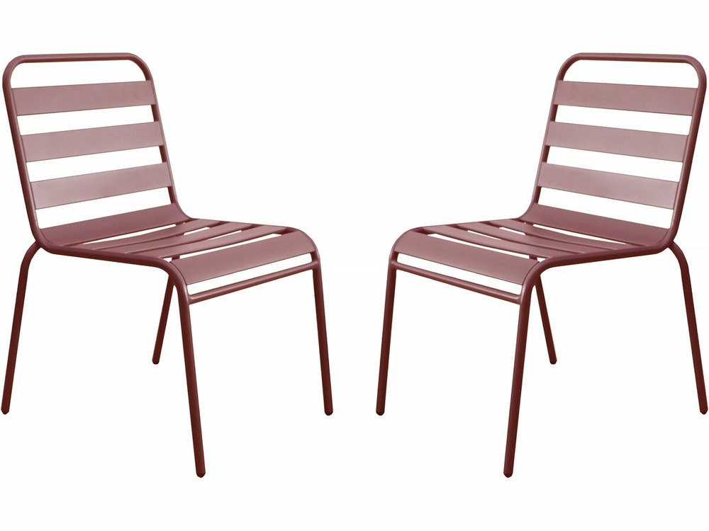 Lot de 2 chaises de jardin en métal empilables 
