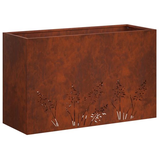 Cache-pot de jardin rouillé 80 x 30 x 49 cm acier patiné
