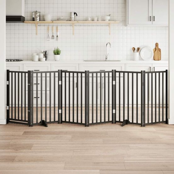 Parc chien intérieur xxl bois avec porte 300x90 cm noir