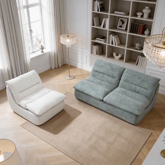 Pack nuvia living 3 places - sauge et blanc
