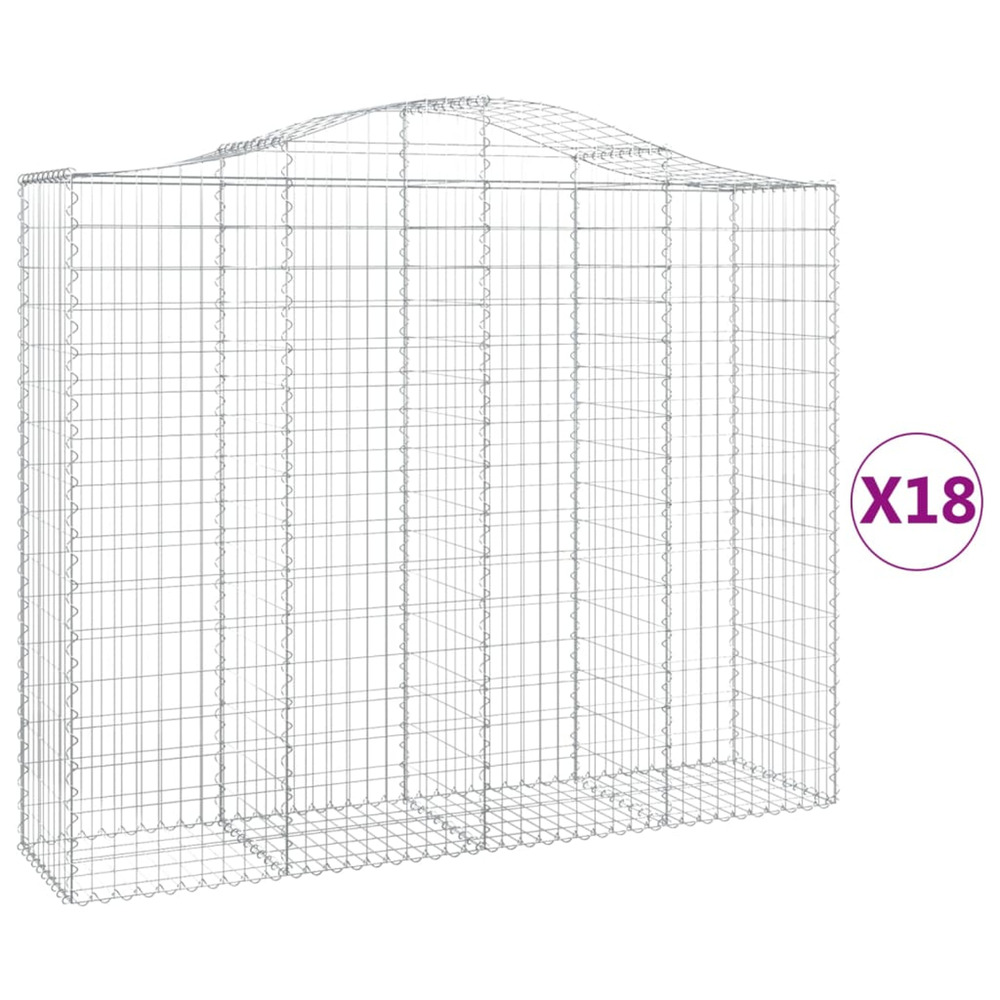 Paniers à gabions arqués 18 pcs 200x50x160/180 cm fer galvanisé