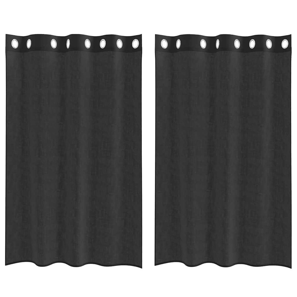 Rideaux en voile avec œillets 2 pcs noir 140x175 cm