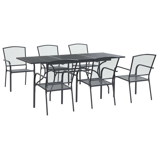Ensemble de salle à manger pour jardin 7 pcs anthracite