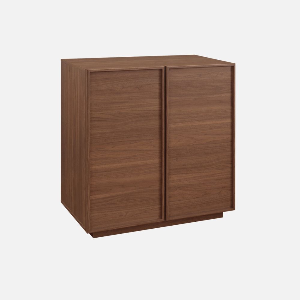 Buffet décor bois 2 portes 80 cm 4 compartiments - l 80 x p 43 x h 85cm - kuba