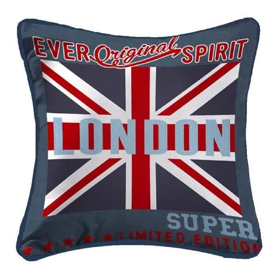 Coussin passepoil polyester imprime modele londres 40 x 40 cm