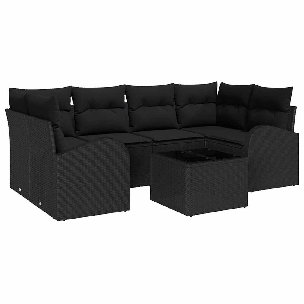 Ensemble de canapé de jardin avec coussin 7 pcs noir