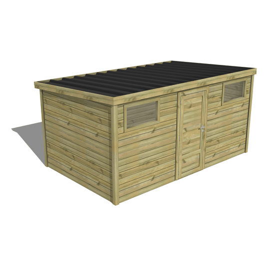 Abri de jardin bois pin traité autoclave 27mm - essentiel - 4,34x2,64m / 11m2 - bac acier - abri français