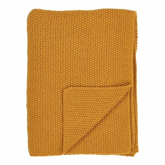 Plaid coton recyclé ocre 130 x 170 cm