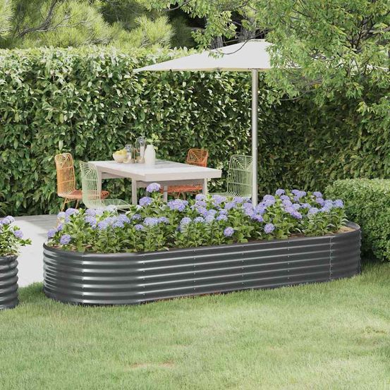 Carré potager acier galvanisé ovale pour jardin potager anthracite 249 x 100 x 36 cm