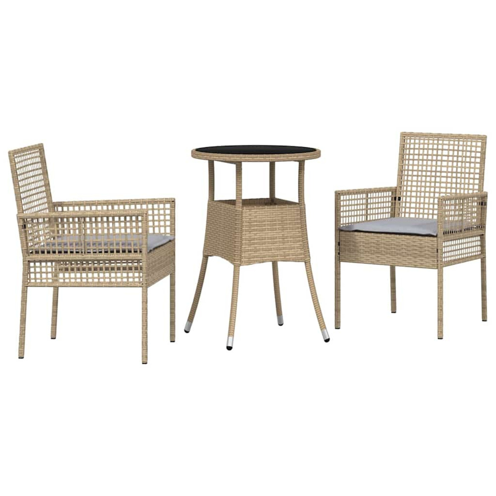 Ensemble de salle à manger pour jardin 3 pcs beige poly rotin